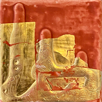 Miniaturbild - Gold auf rot 10x10